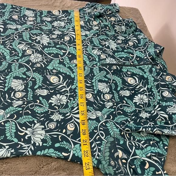 X by Gottex XL Active Golf Tennis Travel Long Sleeve Mock Top Teal Paisley - Picture 4 of 7